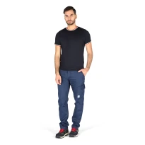 Günstige blaue Arbeitshose mit vielen Taschen 100 % Baumwolle Massaua gefüttert und gefleect für den Winter