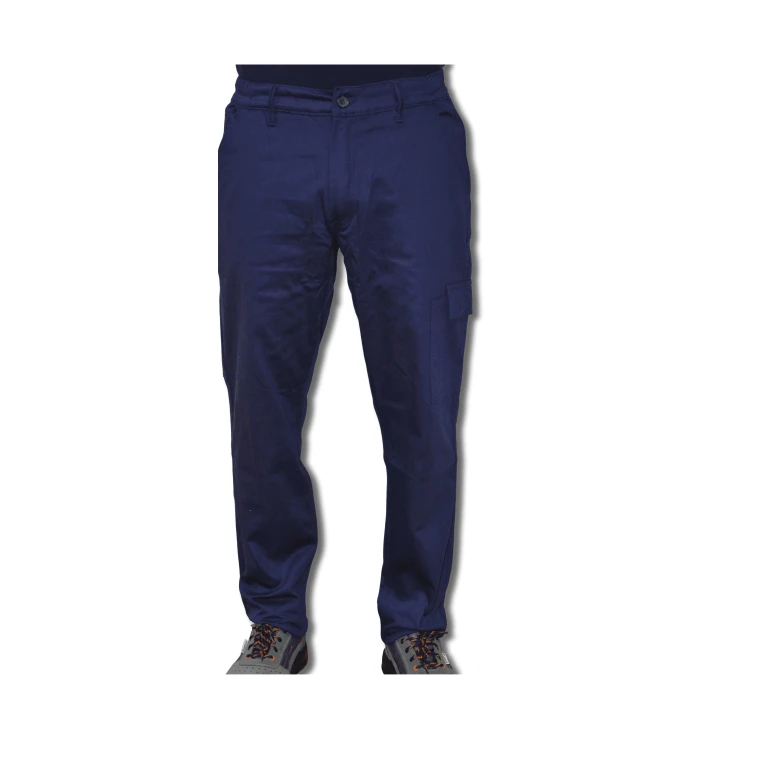 Günstige blaue Arbeitshose mit vielen Taschen 100 % Baumwolle Massaua gefüttert und gefleect für den Winter