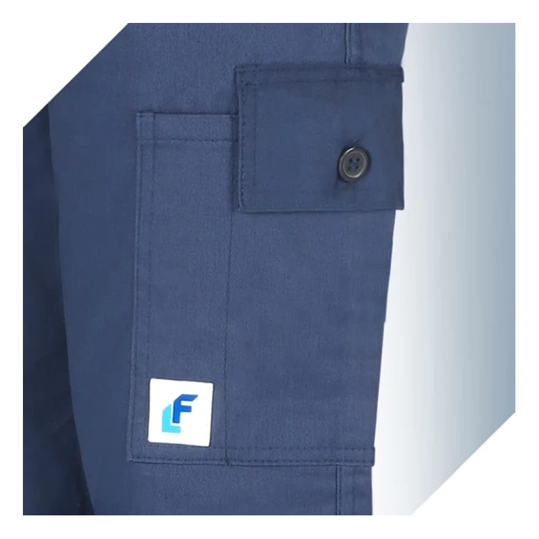 Günstige blaue Arbeitshose mit vielen Taschen 100 % Baumwolle Massaua gefüttert und gefleect für den Winter