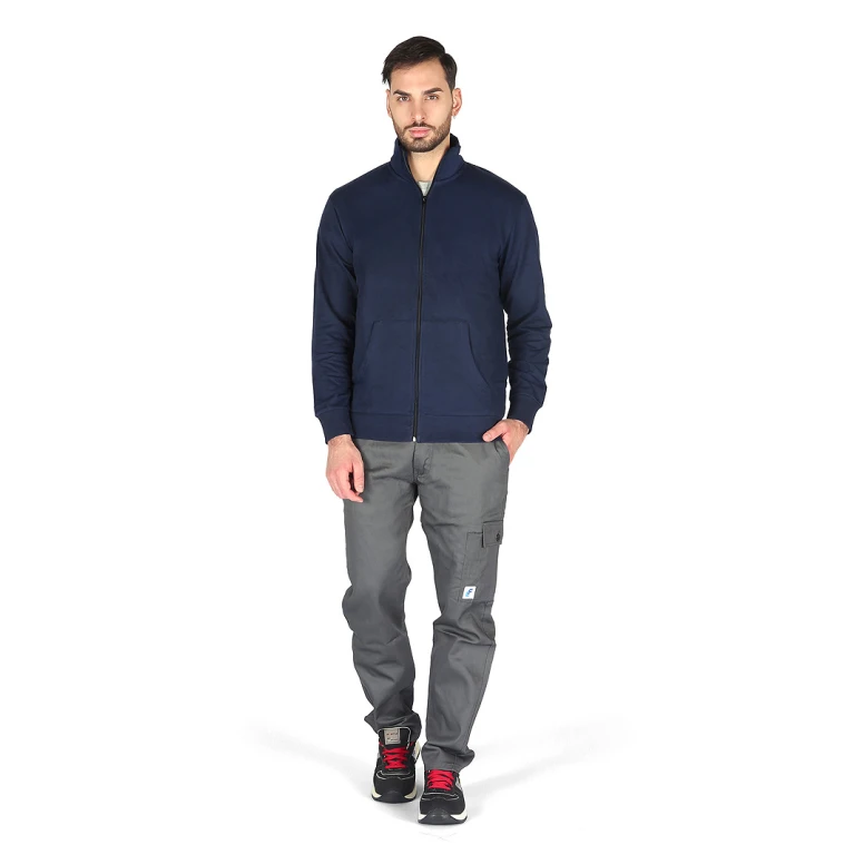 Günstige graue Arbeitshose mit vielen Taschen 100 % Baumwolle Massaua gefüttert und gefleect für den Winter