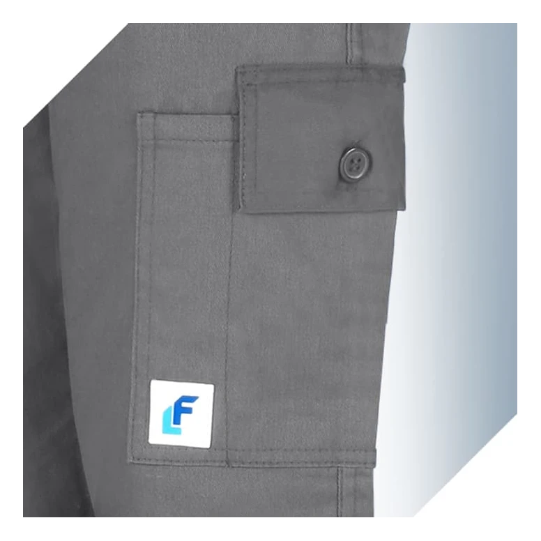 Günstige graue Arbeitshose mit vielen Taschen 100 % Baumwolle Massaua gefüttert und gefleect für den Winter