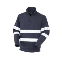 Arbeitssweatshirt mit halbem Reißverschluss Rossini Belfast mit reflektierenden Streifen HH099