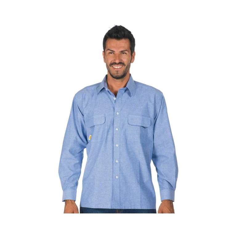 Langarm-Arbeitshemd Chambray 100% Baumwolle Logica 8160TOP-L