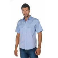 Kurzarm-Arbeitshemd Chambray 100% Baumwolle Logica 8162L
