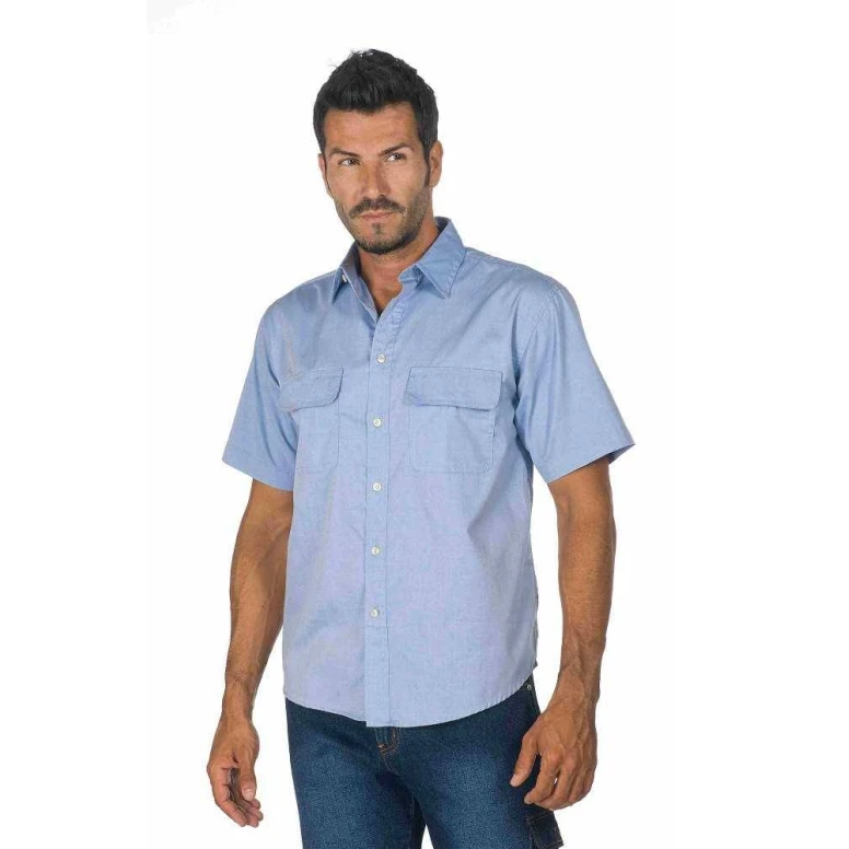 Kurzarm-Arbeitshemd Chambray 100% Baumwolle Logica 8162L