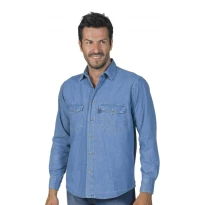 Langarm-Arbeitshemd Jeans 100% Baumwolle Logica 8165-L