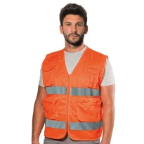 Sommerarbeitsweste mit hoher Sichtbarkeit und vielen Taschen Logica POCKETHVAR-L