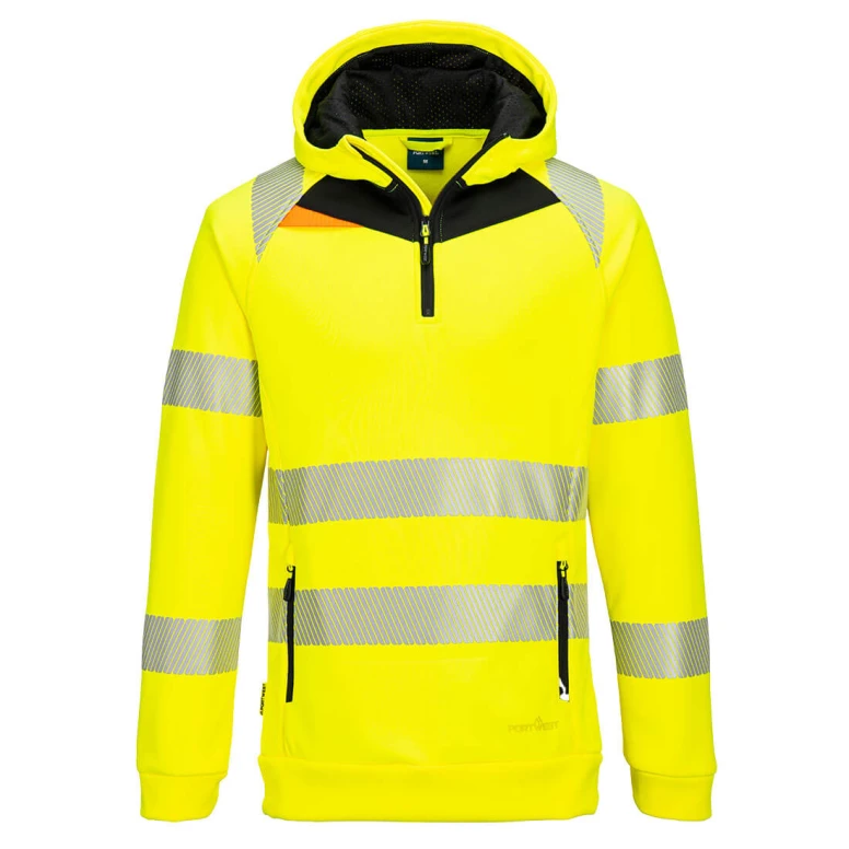 DX4 Arbeits-Sweatshirt mit Kapuze und Halbreißverschluss, Hohe Sichtbarkeit Portwest DX482