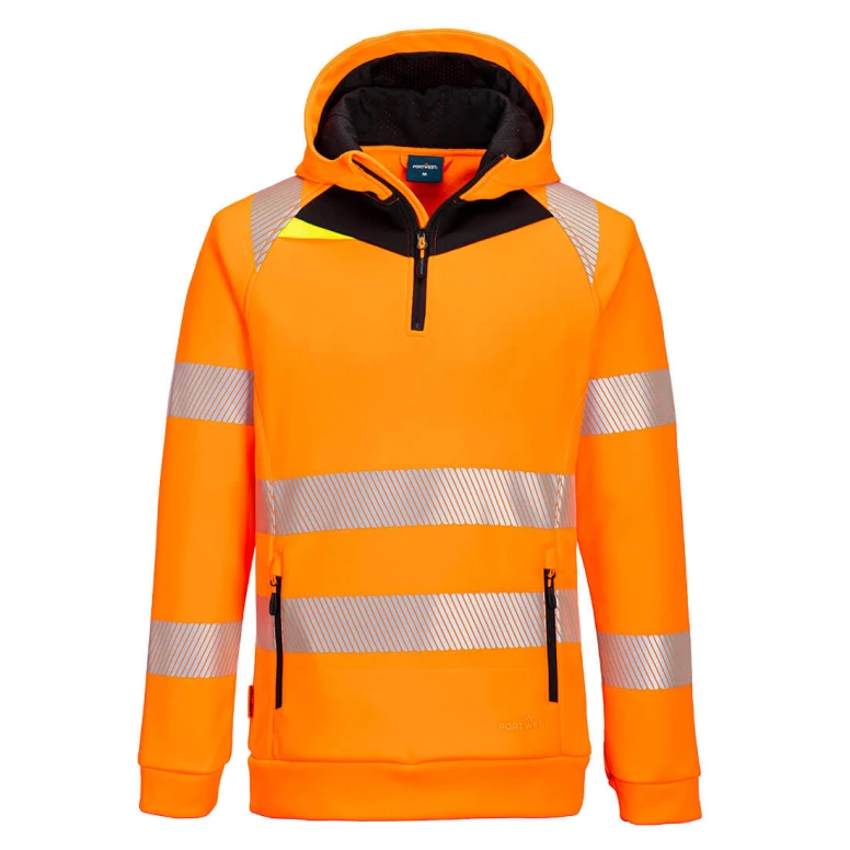 DX4 Arbeits-Sweatshirt mit Kapuze und Halbreißverschluss, Hohe Sichtbarkeit Portwest DX482