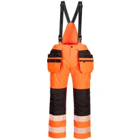 Hochsichtbare Arbeitshose mit Latz wasserdicht und mit mehreren Taschen Portwest PW356
