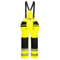 Hochsichtbare Arbeitshose mit Latz wasserdicht und mit mehreren Taschen Portwest PW356
