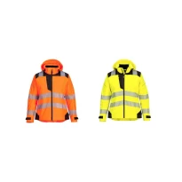 Wasserdichte Arbeitsjacke mit hoher Sichtbarkeit mehreren Taschen und Kapuze Portwest PW389