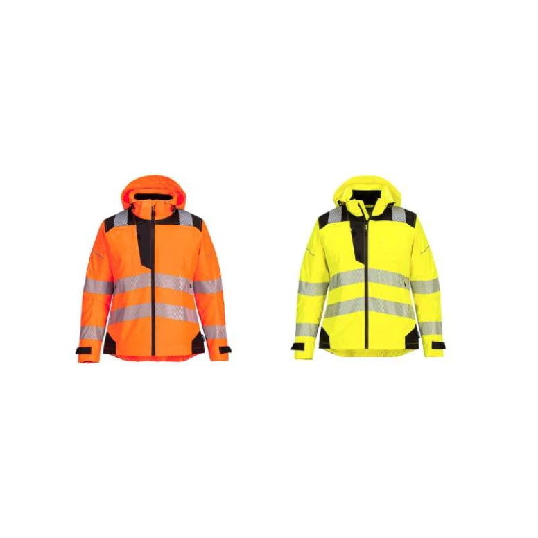Wasserdichte Arbeitsjacke mit hoher Sichtbarkeit mehreren Taschen und Kapuze Portwest PW389
