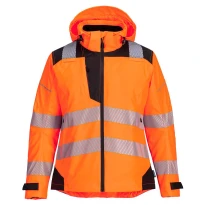 Wasserdichte Arbeitsjacke mit hoher Sichtbarkeit mehreren Taschen und Kapuze Portwest PW389 2