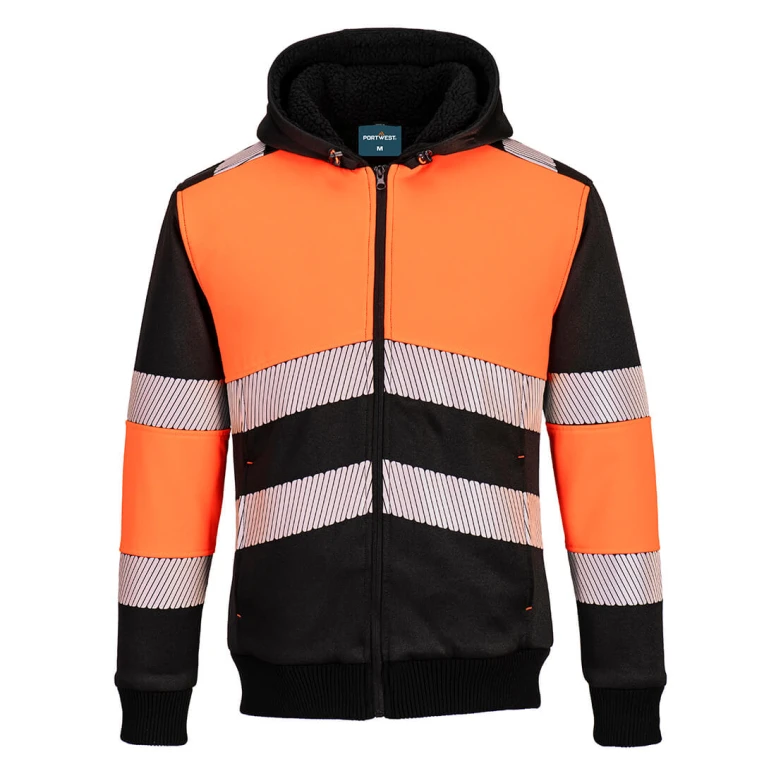 Arbeitssweatshirt mit hoher Sichtbarkeit und Winterkapuze Portwest PW377