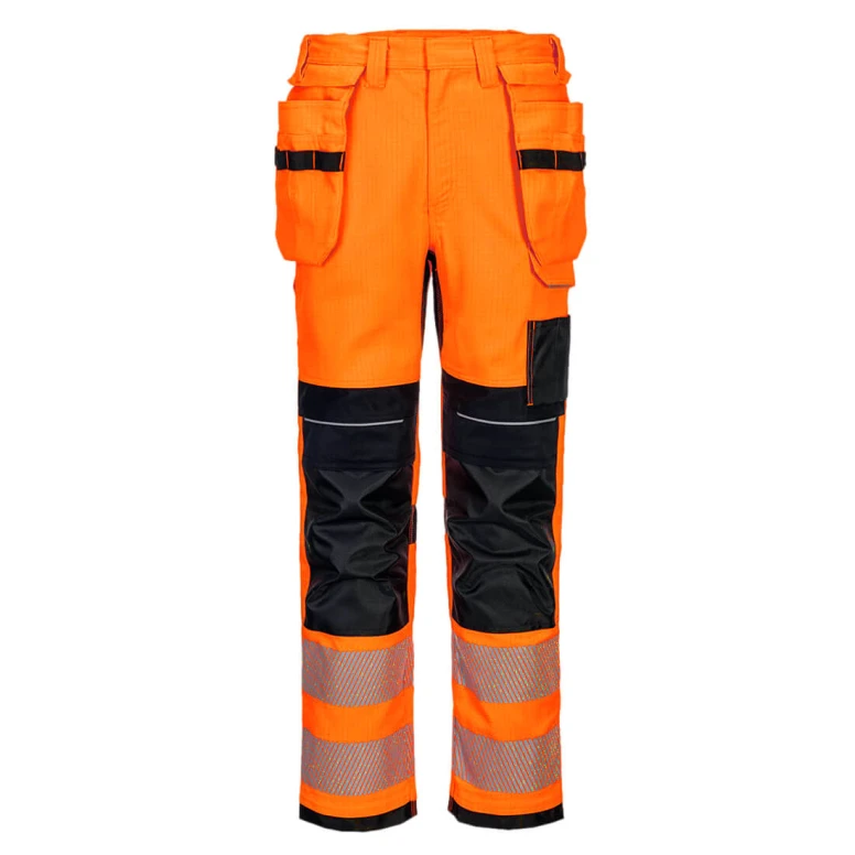 Arbeitshose mit hoher Sichtbarkeit Mehrtaschen flammhemmend Portwest FR415
