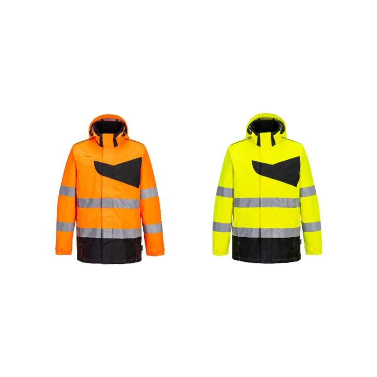 Arbeitsjacke Hochsichtbar Wasserdicht Multitaschen Metalfree mit Kapuze Portwest PW265