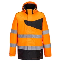 Arbeitsjacke Hochsichtbar Wasserdicht Multitaschen Metalfree mit Kapuze Portwest PW265 2