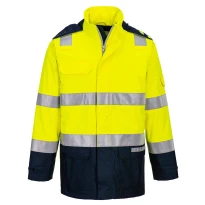 Arbeitsjacke Hohe Sichtbarkeit Multitaschen Flammschutz Wasserdicht mit Kapuze Portwest FR605