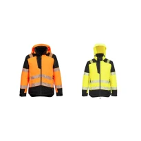 Arbeitsjacke Hohe Sichtbarkeit Multitaschen Wasserdicht Stretch Mit Kapuze Durchgehender Reißverschluss Portwest T160