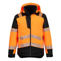 Arbeitsjacke Hohe Sichtbarkeit Multitaschen Wasserdicht Stretch Mit Kapuze Durchgehender Reißverschluss Portwest T160
