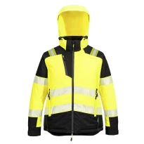 Arbeitsjacke Hohe Sichtbarkeit Multitaschen Wasserdicht Stretch Mit Reißverschluss und Kapuze Damen Portwest T162