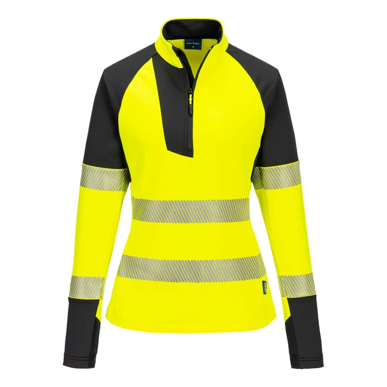 Arbeitssweatshirt mit Hoher Sichtbarkeit Stretch Halb-Zip Wasserdicht für Damen Portwest T173