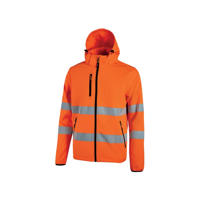 Arbeitsjacke mit hoher Sichtbarkeit mehreren Taschen Softshell Stretch wasserabweisend U-Power Cursa WHL318