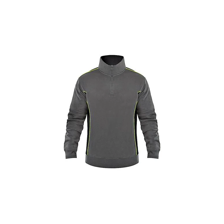 Arbeitssweatshirt mit Halbreißverschluss Fluo
