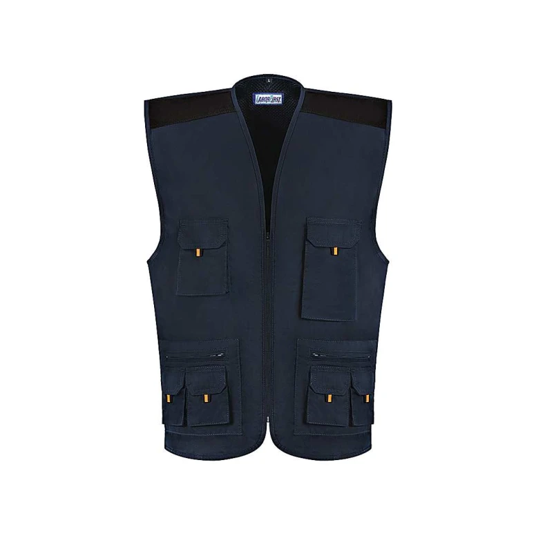 Arbeitsweste mit Mehreren Taschen Stretch und Durchgehendem Reißverschluss Multi