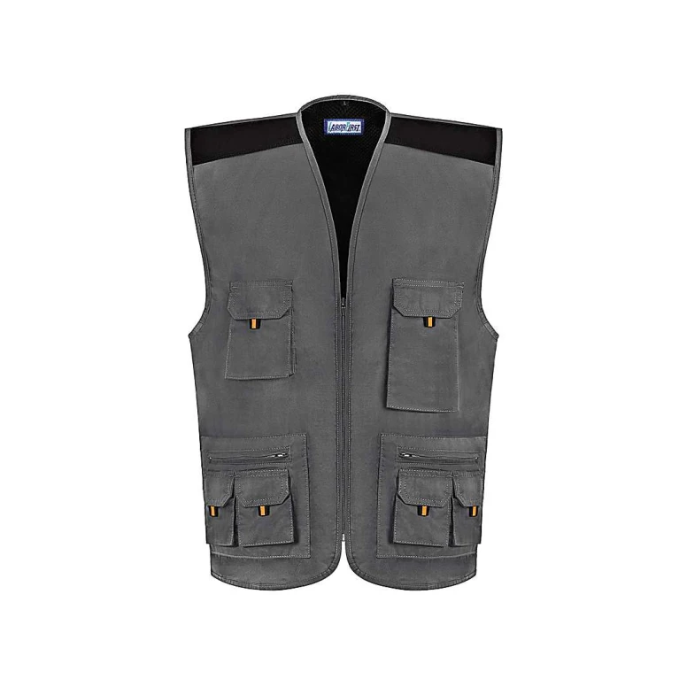 Arbeitsweste mit Mehreren Taschen Stretch und Durchgehendem Reißverschluss Multi