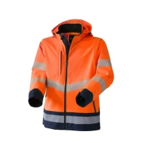 Arbeitsjacke Hohe Sichtbarkeit Softshell Stretch Mehrtaschen Wasserdicht mit Kapuze Rossini Hook Hi-Vis HH263 2