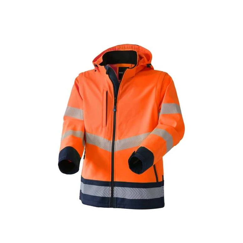 Arbeitsjacke Hohe Sichtbarkeit Softshell Stretch Mehrtaschen Wasserdicht mit Kapuze Rossini Hook Hi-Vis HH263