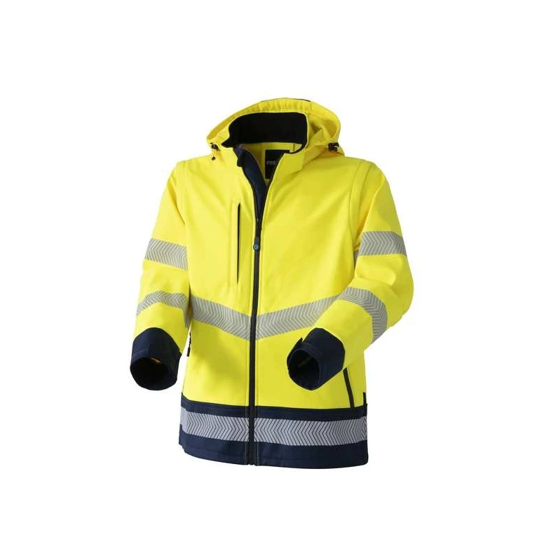 Arbeitsjacke Hohe Sichtbarkeit Softshell Stretch Mehrtaschen Wasserdicht mit Kapuze Rossini Hook Hi-Vis HH263