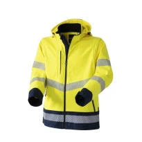 Arbeitsjacke Hohe Sichtbarkeit Softshell Stretch Mehrtaschen Wasserdicht mit Kapuze Rossini Hook Hi-Vis HH263