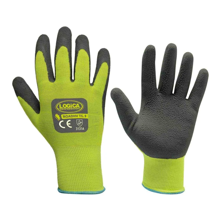 12 Paar - Arbeitshandschuhe mit Latexbeschichtung hohe Sichtbarkeit Logica ROADHV/2