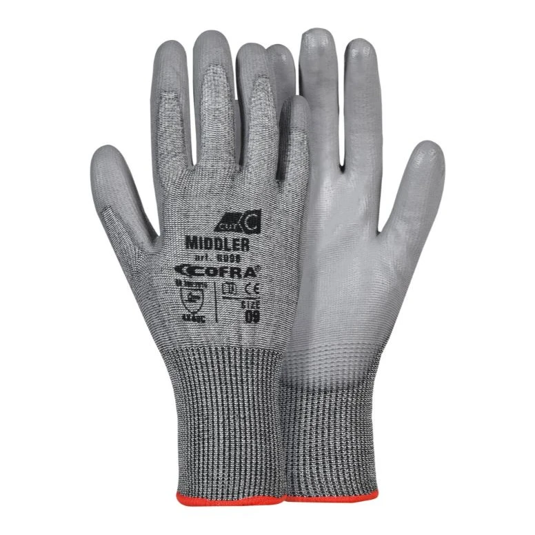 12 Paar - Stretch-Arbeitshandschuhe Cofra aus Polyurethan Middler G096-D100