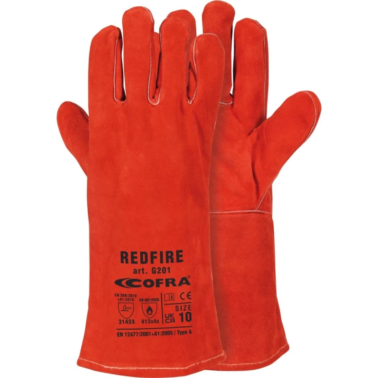 12 Paar - Cofra Redfire Arbeitshandschuhe aus Spaltleder G201-DD00