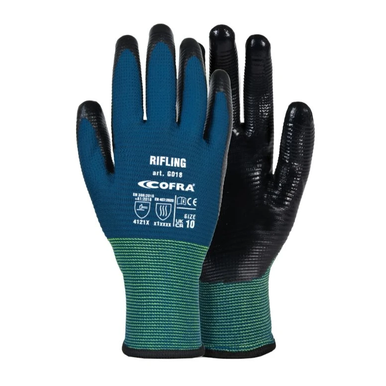 12 Paar - Cofra Riflin Arbeitshandschuhe aus Nitril G018-DD00
