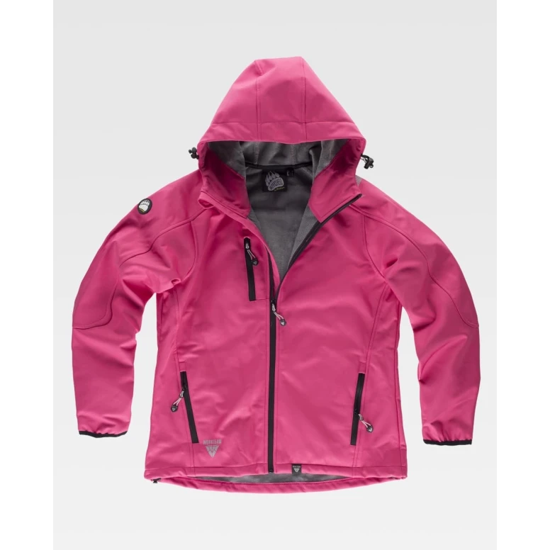 Damen-Arbeitsjacke Workteam Workshell mit Kapuze und Mehreren Taschen S9494