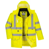 Arbeitsjacke Hohe Sichtbarkeit Wasserdicht Multitaschen mit Kapuze 7 in 1 Traffic Portwest S427