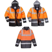 Arbeitsjacke Hohe Sichtbarkeit Wasserdicht Multitaschen Zweifarbig mit Kapuze Traffic Portwest S467