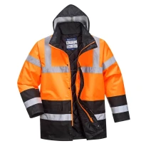 Arbeitsjacke Hohe Sichtbarkeit Wasserdicht Multitaschen Zweifarbig mit Kapuze Traffic Portwest S467 2