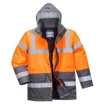 Arbeitsjacke Hohe Sichtbarkeit Wasserdicht Multitaschen Zweifarbig mit Kapuze Traffic Portwest S467