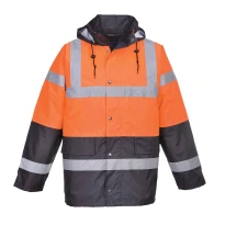 Arbeitsjacke Hohe Sichtbarkeit Wasserdicht Multitaschen Zweifarbig mit Kapuze Traffic Portwest S467