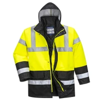 Arbeitsjacke Hohe Sichtbarkeit Wasserdicht Multitaschen Zweifarbig mit Kapuze Traffic Portwest S466
