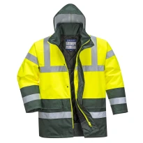 Arbeitsjacke Hohe Sichtbarkeit Wasserdicht Multitaschen Zweifarbig mit Kapuze Traffic Portwest S466