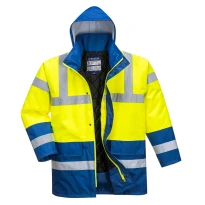 Arbeitsjacke Hohe Sichtbarkeit Wasserdicht Multitaschen Zweifarbig mit Kapuze Traffic Portwest S466