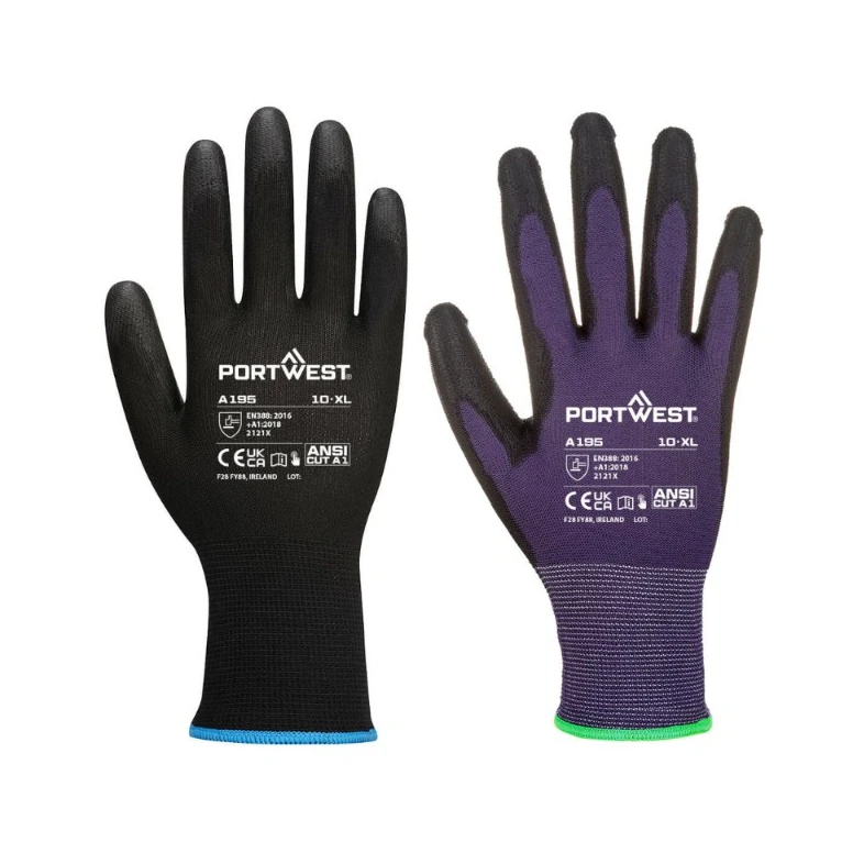 12 Paar – Arbeitshandschuhe aus Polyester mit Polyurethan-Beschichtung Portwest A195