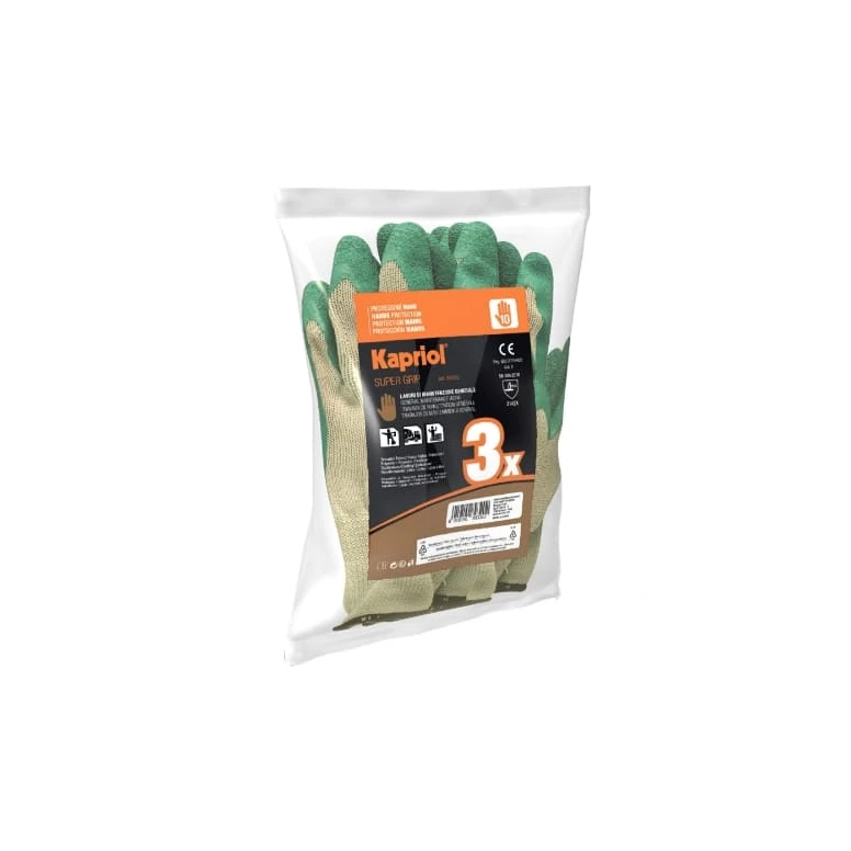 12 Paar - Rutschfeste Arbeitshandschuhe Kapriol Latex Supergrip 128158